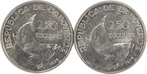 Lot (2 Coins) - 250 Escudos 1976 (2x); ... 