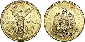 Gold - 50 Pesos 1947; KM.481; Uncirculated