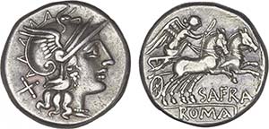 Roman - Republic - Safra - Denarius; 150 BC; ... 