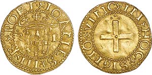 D. João III - Ouro - Cruzado; R-L (ponto ... 