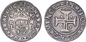 D. João III - Tostão; L-R (florão sobre L ... 