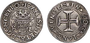 D. João III - Tostão; R-L (florão sobre R ... 
