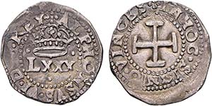 D. Afonso VI - Quatro Vinténs; coroa ... 