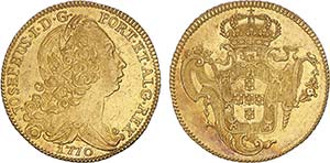 D. José I - Ouro - Peça 1770-J; G.53.22, ... 