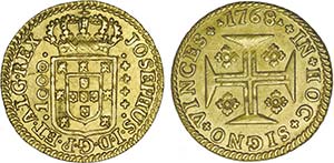 D. José I - Ouro - Quartinho 1768-J; ... 