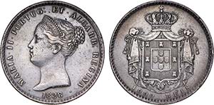 D. Maria II - 1000 Réis 1838; 8/6, ligeira ... 