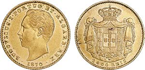 D. Luís I - Ouro - 2000 Réis 1870; ... 