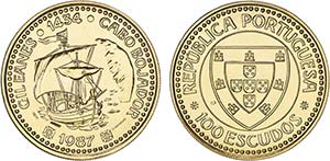 Portugal - Republic - Gold - 100$00 1987; ... 