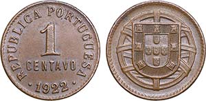Portugal - Republic - 1 Centavo 1922; ... 