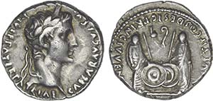 Roman - Augustus (27 BC-14 AD) - Denarius; ... 