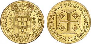 D. Pedro II - Ouro - Moeda 1706; Excelente ... 