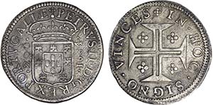 D. Pedro II - Meio Cruzado 1684; coroa de ... 