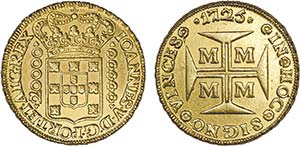 D. João V - Ouro - Dobrão 1725 M; ... 