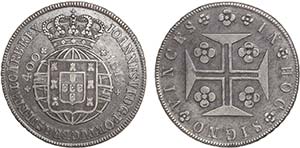 D. João VI - Cruzado Novo 1818; coroa alta, ... 