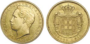 D. Luís I - Ouro - 10 000 Réis 1878; ... 