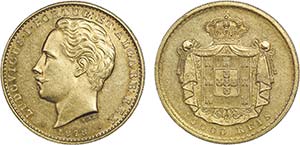 D. Luís I - Ouro - 10 000 Réis 1878; ... 