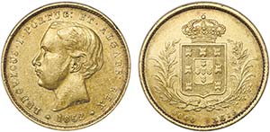 D. Luís I - Ouro - 5000 Réis 1862; ... 