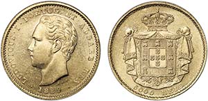 D. Luís I - Ouro - 5000 Réis 1889; ... 