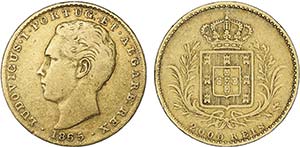 D. Luís I - Ouro - 2000 Réis 1865; ... 