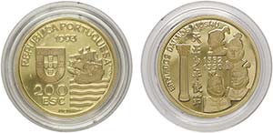 República - Ouro - 200 Escudos 1993; PROOF; ... 