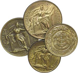 República - Lote (4 Moedas) - 1$00 1924 ... 