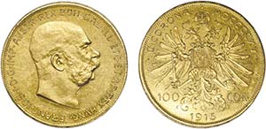Austria - Gold - 100 Corona 1915; KM.2819; ... 