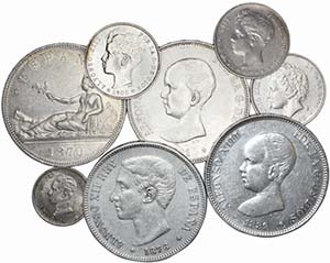 Spain - Lot (8 Coins) - 5 Pesetas 1870 (70) ... 