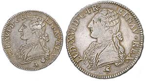France - Lot (2 Coins) - Silver - Ecu 1790 ... 
