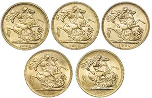 Great Britain - Lot (5 Coins) - Gold - ... 