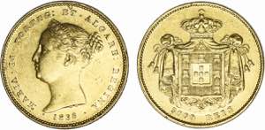 D. Maria II - Ouro - 5000 Réis 1838; ... 