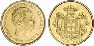 D. Pedro V - Ouro - 5000 Réis 1860; ... 
