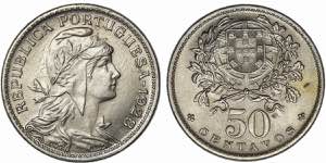 República - 50 Centavos 1928; envernizada; ... 