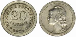 República - 20 Centavos 1921; módulo ... 