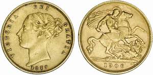 Great Britain - Lot (2 Coins) - Gold - 1/2 ... 