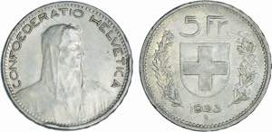Suíça - 5 Francs 1923 B; KM.37; MBC+ - 