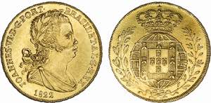 D. João VI - Ouro - Meia Peça 1822; c.s., ... 