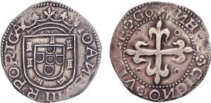 D. João III - Tostão; 3.º tipo; escudo ... 