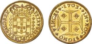 D. Pedro II - Ouro - Moeda 1703; ... 