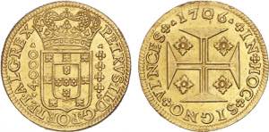 D. Pedro II - Ouro - Moeda 1706; Excelente ... 