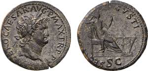 Roman - Nero (54-68) - Dupondius; ... 
