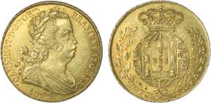 D. João VI - Ouro - Peça 1822; cruz ... 