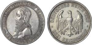 Germany - 3 Reichsmark 1927 F; Univ. ... 