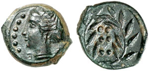 SIZILIEN -  Himera.  Bronze-Onkia, vor 407 ... 
