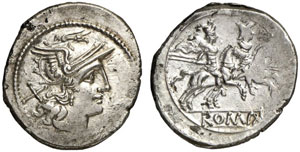  Anonym - Denar, nach 211 v. Chr. Romakopf / ... 