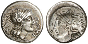 M. Sergius Silus.  Denar, 116/115 v. Chr. ... 