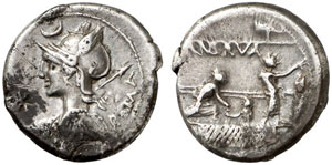 P. Licinius Nerva.  Denar, 113/112 v. Chr. ... 