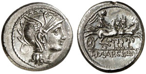 Ap. Claudius Pulcher u. a.  Denar, 111/110 ... 