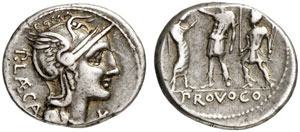 P. Porcius Laeca.  Denar, 110/109 v. Chr. ... 