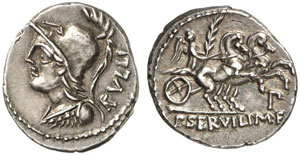 P. Servilius Rullus.  Denar, 100 v. Chr. ... 