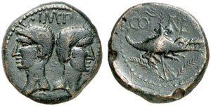 Augustus und Agrippa.  As, Nemausus. Rev. ... 